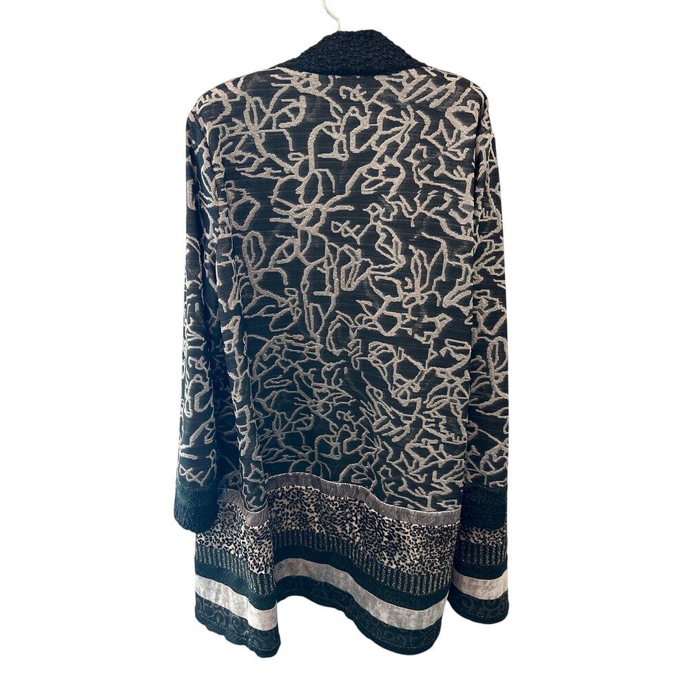 CHICO’S Mixed Print Cardigan Open Front Duster Jacket Leopard | Size 2 Large - Picture 5 of 7